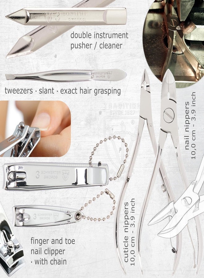 3 Swords Germany - brand quality 10 piece manicure pedicure grooming kit set for nail care scissors clipper mint synthetic leather case - Made by 3 Swords - Image 3